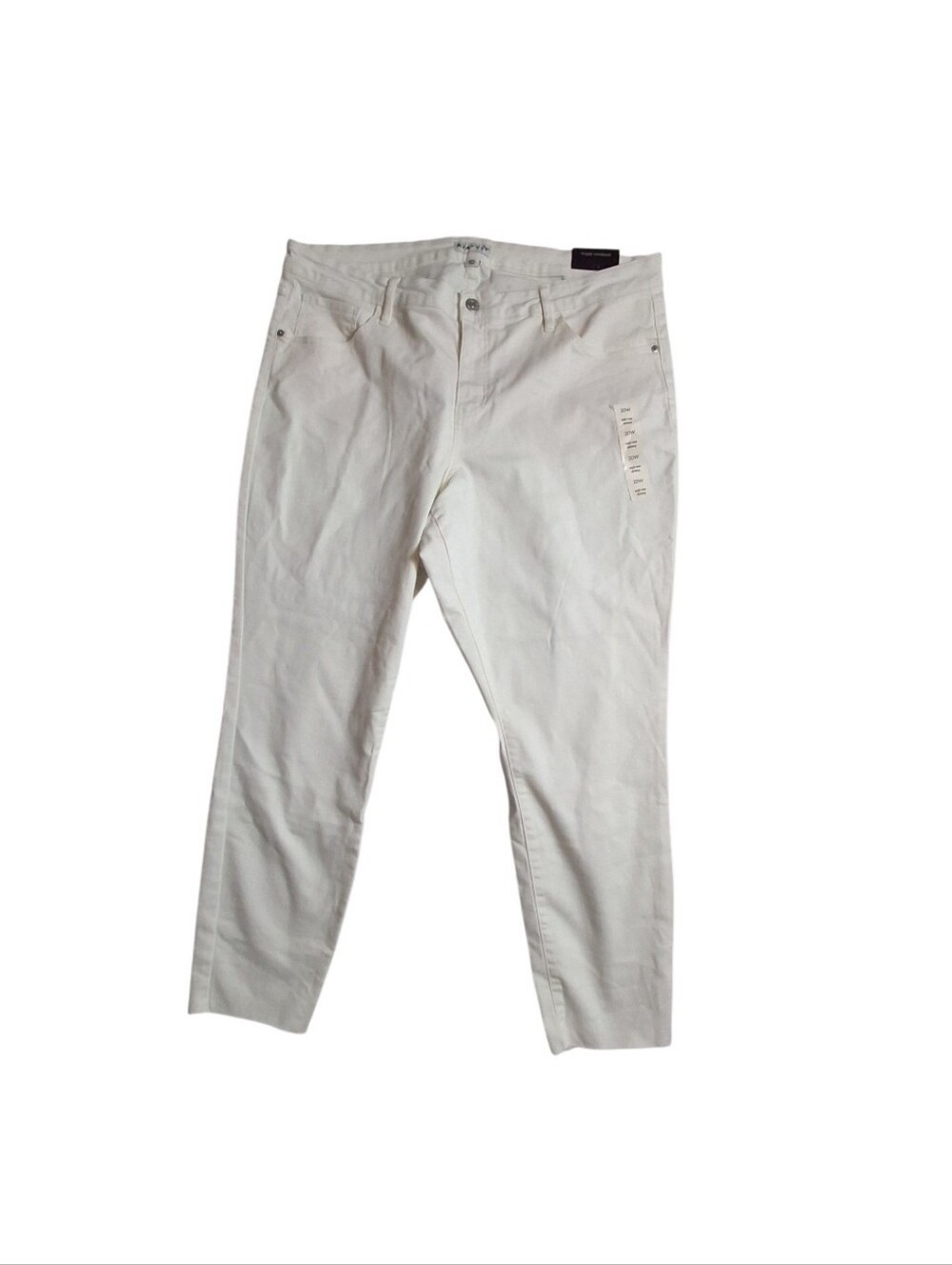 Ava & Viv Women Mid Rise Skinny Jeans White Size 20 No Gap Waistband Frayed New